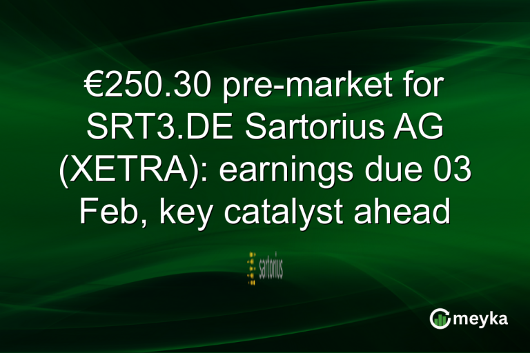 €250.30 pre-market for SRT3.DE Sartorius AG (XETRA): earnings due 03 Feb, key catalyst ahead