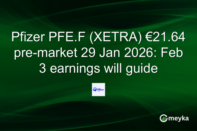 Pfizer PFE.F (XETRA) €21.64 pre-market 29 Jan 2026: Feb 3 earnings will guide