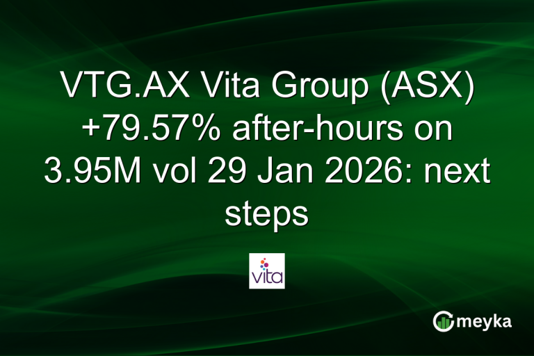 VTG.AX Vita Group (ASX) +79.57% after-hours on 3.95M vol 29 Jan 2026: next steps