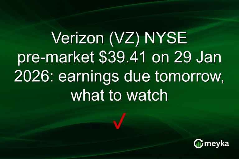 Verizon (VZ) NYSE pre-market $39.41 on 29 Jan 2026: earnings due tomorrow, what to watch