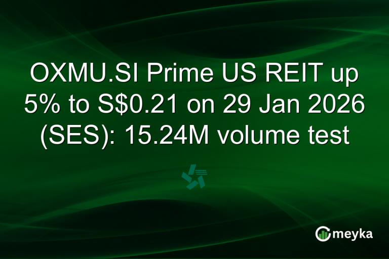 OXMU.SI Prime US REIT up 5% to S$0.21 on 29 Jan 2026 (SES): 15.24M volume test