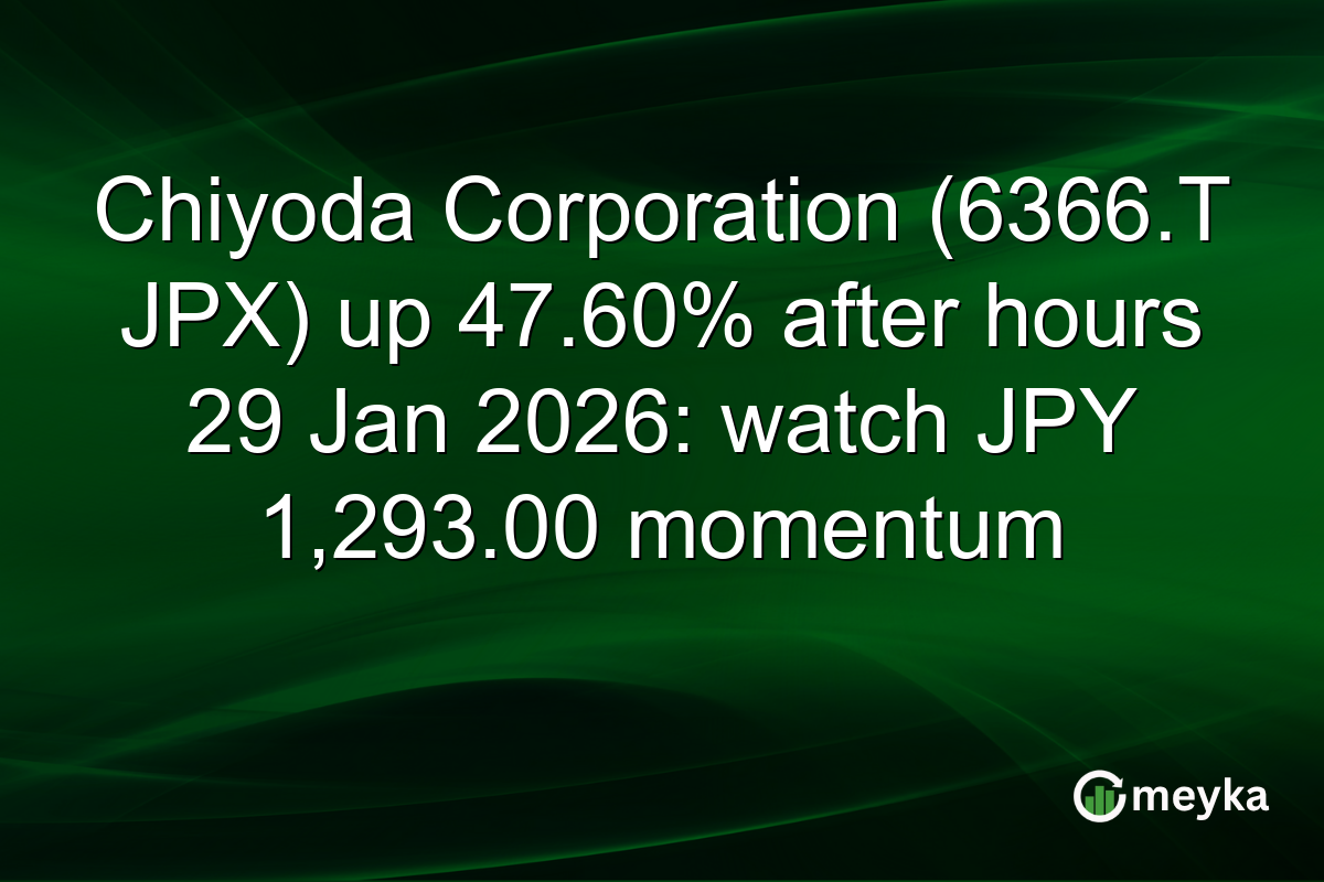 Chiyoda Corporation (6366.T JPX) up 47.60% after hours 29 Jan 2026: watch JPY 1,293.00 momentum