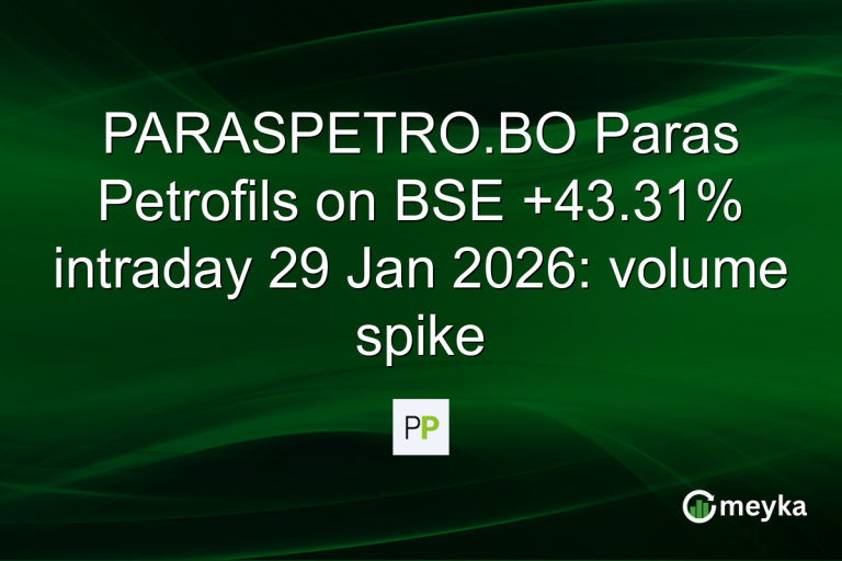 PARASPETRO.BO Paras Petrofils on BSE +43.31% intraday 29 Jan 2026: volume spike