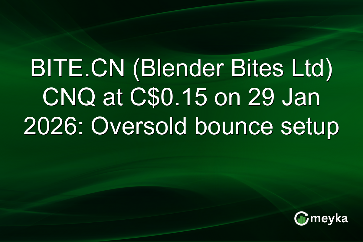 BITE.CN (Blender Bites Ltd) CNQ at C$0.15 on 29 Jan 2026: Oversold bounce setup