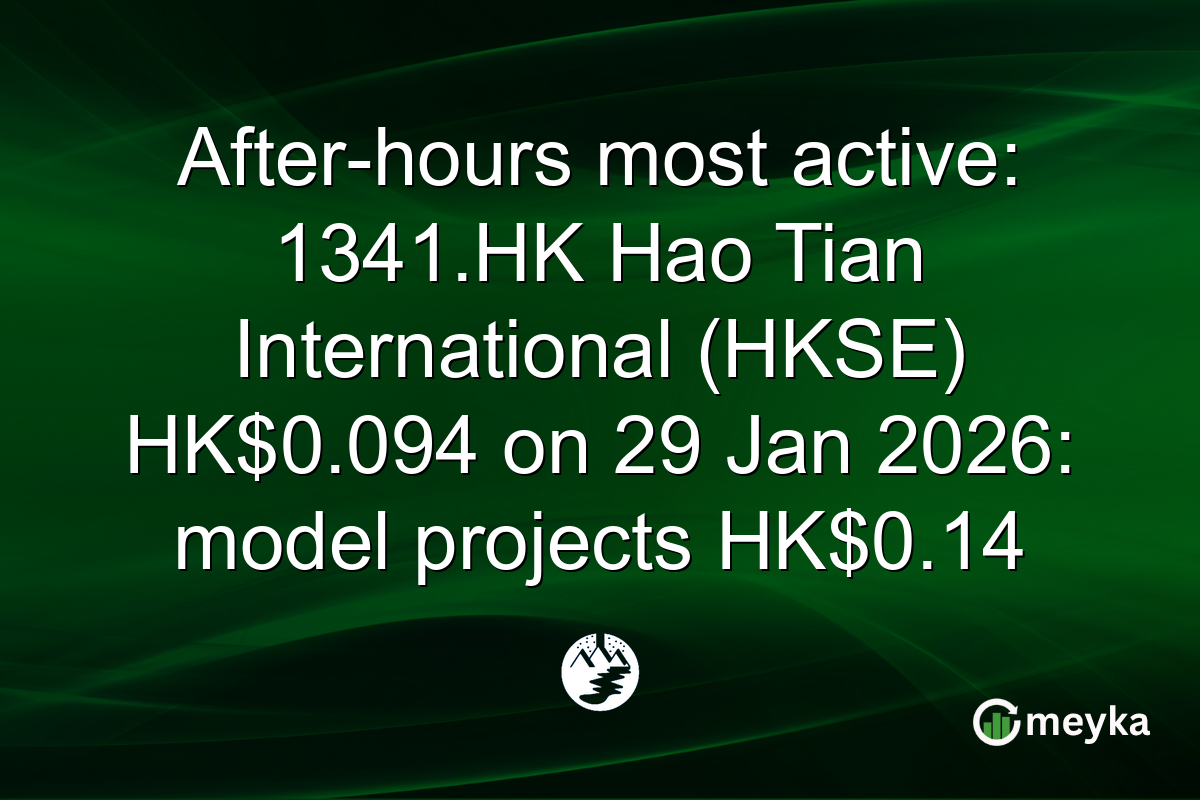 After-hours most active: 1341.HK Hao Tian International (HKSE) HK$0.094 on 29 Jan 2026: model projects HK$0.14