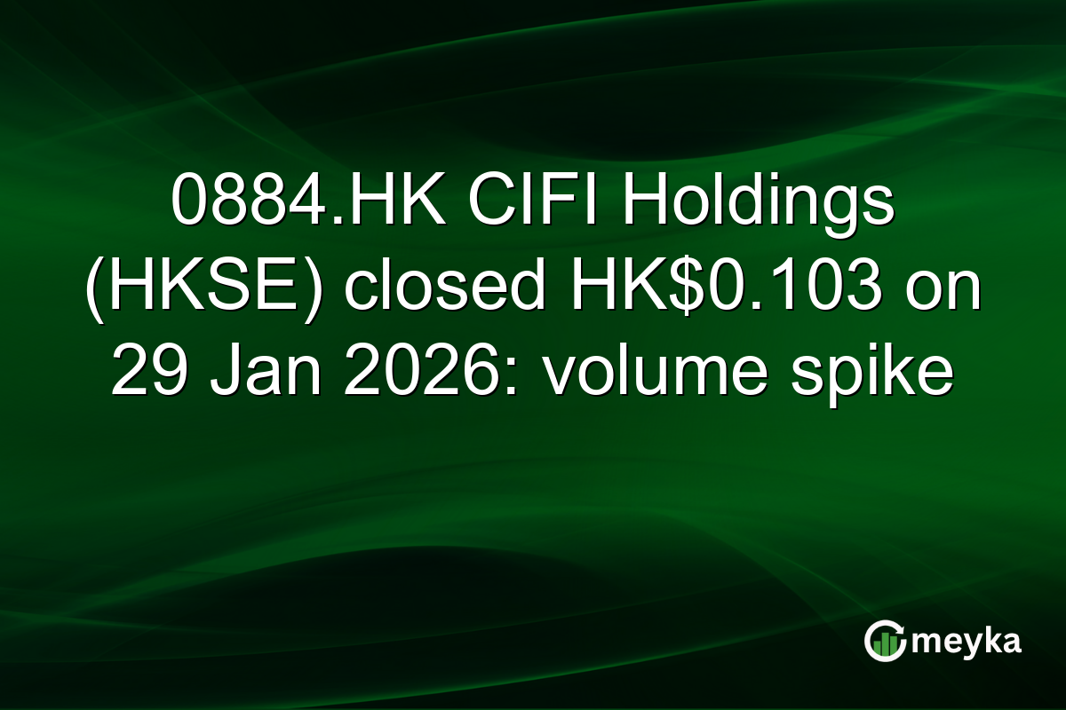 0884.HK CIFI Holdings (HKSE) closed HK$0.103 on 29 Jan 2026: volume spike