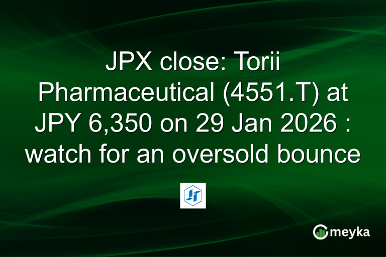 JPX close: Torii Pharmaceutical (4551.T) at JPY 6,350 on 29 Jan 2026 : watch for an oversold bounce