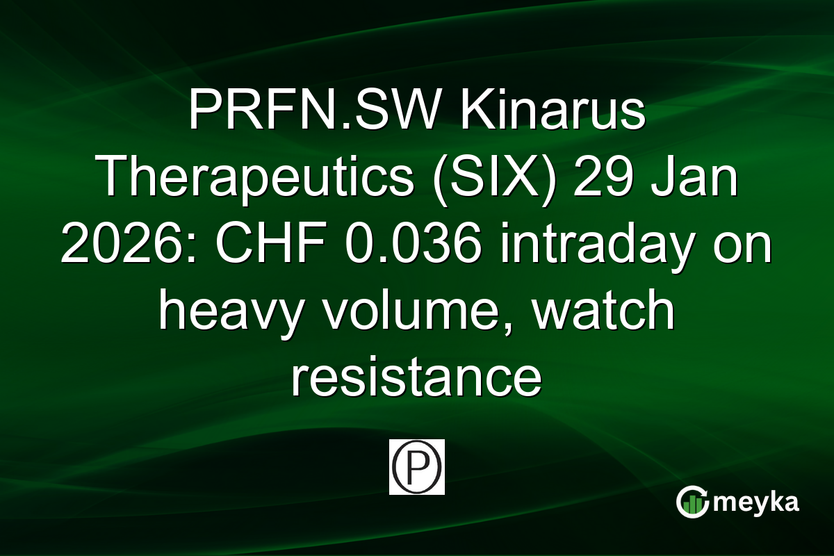 PRFN.SW Kinarus Therapeutics (SIX) 29 Jan 2026: CHF 0.036 intraday on heavy volume, watch resistance