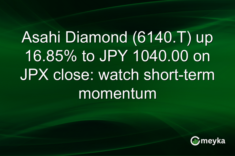 Asahi Diamond (6140.T) up 16.85% to JPY 1040.00 on JPX close: watch short-term momentum