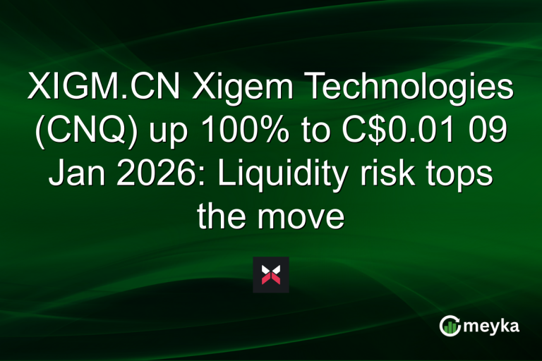 XIGM.CN Xigem Technologies (CNQ) up 100% to C$0.01 09 Jan 2026: Liquidity risk tops the move
