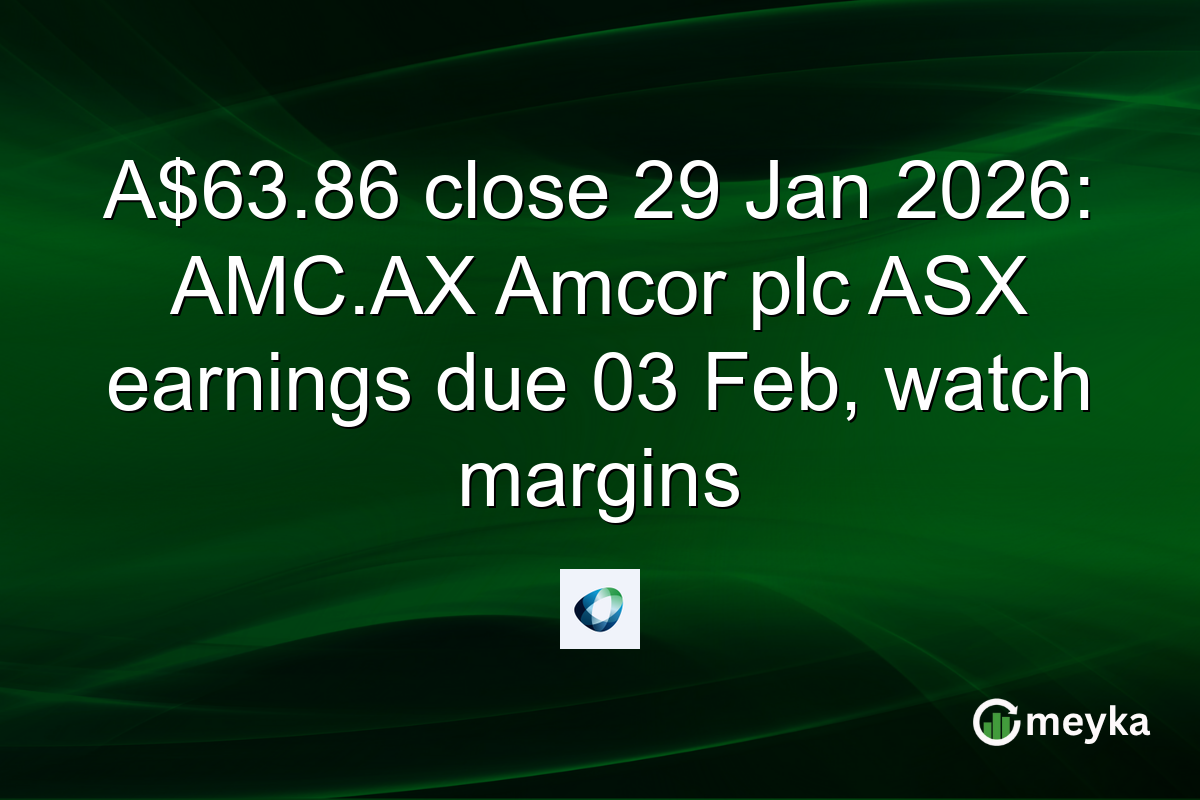 A$63.86 close 29 Jan 2026: AMC.AX Amcor plc ASX earnings due 03 Feb, watch margins