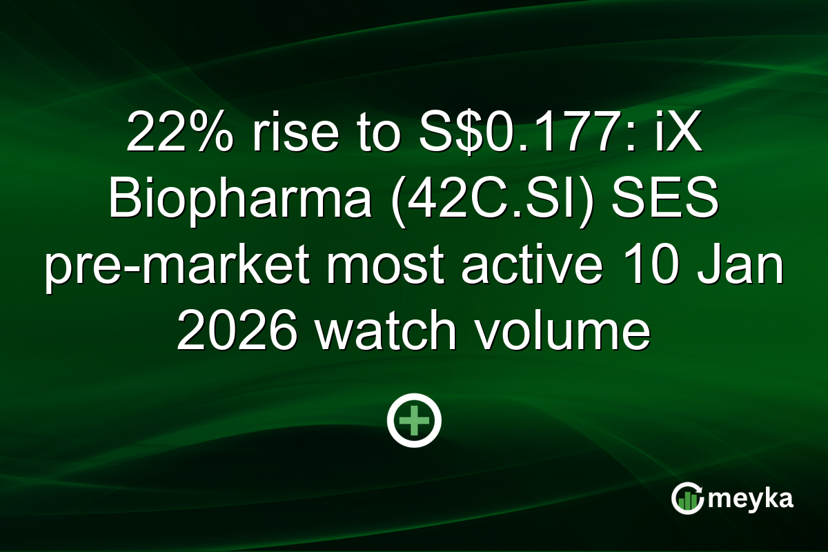 22% rise to S$0.177: iX Biopharma (42C.SI) SES pre-market most active 10 Jan 2026 watch volume