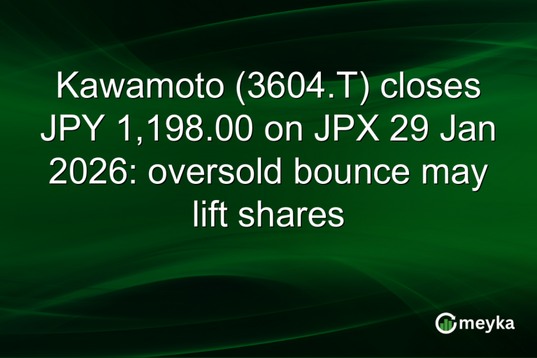 Kawamoto (3604.T) closes JPY 1,198.00 on JPX 29 Jan 2026: oversold bounce may lift shares