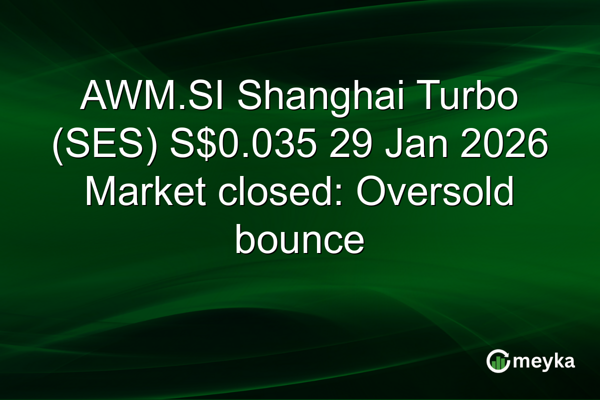 AWM.SI Shanghai Turbo (SES) S$0.035 29 Jan 2026 Market closed: Oversold bounce