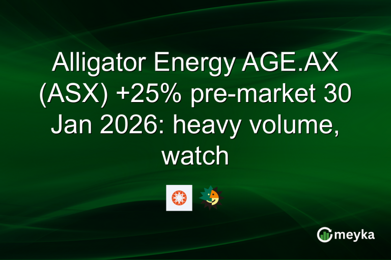 Alligator Energy AGE.AX (ASX) +25% pre-market 30 Jan 2026: heavy volume, watch