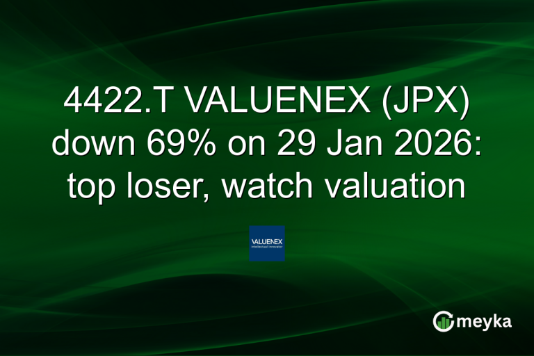 4422.T VALUENEX (JPX) down 69% on 29 Jan 2026: top loser, watch valuation