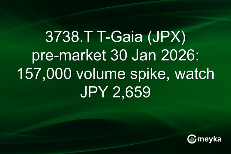 3738.T T-Gaia (JPX) pre-market 30 Jan 2026: 157,000 volume spike, watch JPY 2,659