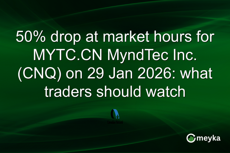 50% drop at market hours for MYTC.CN MyndTec Inc. (CNQ) on 29 Jan 2026: what traders should watch