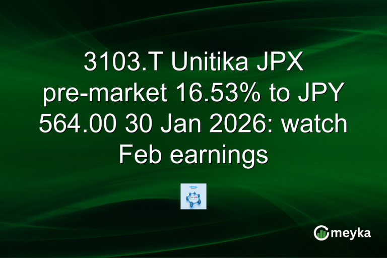 3103.T Unitika JPX pre-market 16.53% to JPY 564.00 30 Jan 2026: watch Feb earnings