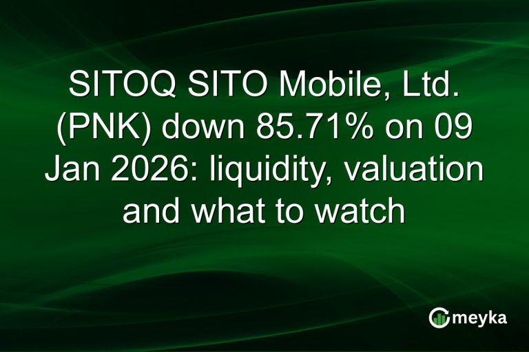 SITOQ SITO Mobile, Ltd. (PNK) down 85.71% on 09 Jan 2026: liquidity, valuation and what to watch