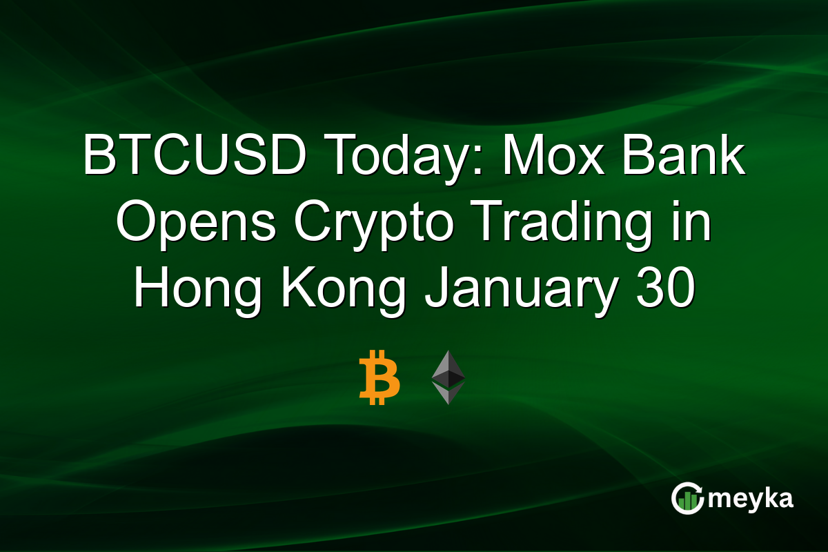 BTCUSD Today: Mox Bank Opens Crypto Trading in Hong Kong January 30