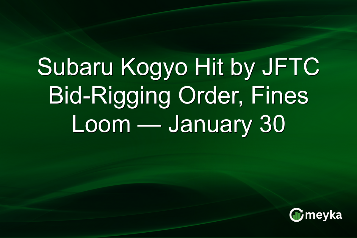 Subaru Kogyo Hit by JFTC Bid-Rigging Order, Fines Loom — January 30