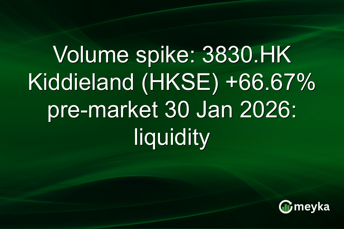 Volume spike: 3830.HK Kiddieland (HKSE) +66.67% pre-market 30 Jan 2026: liquidity
