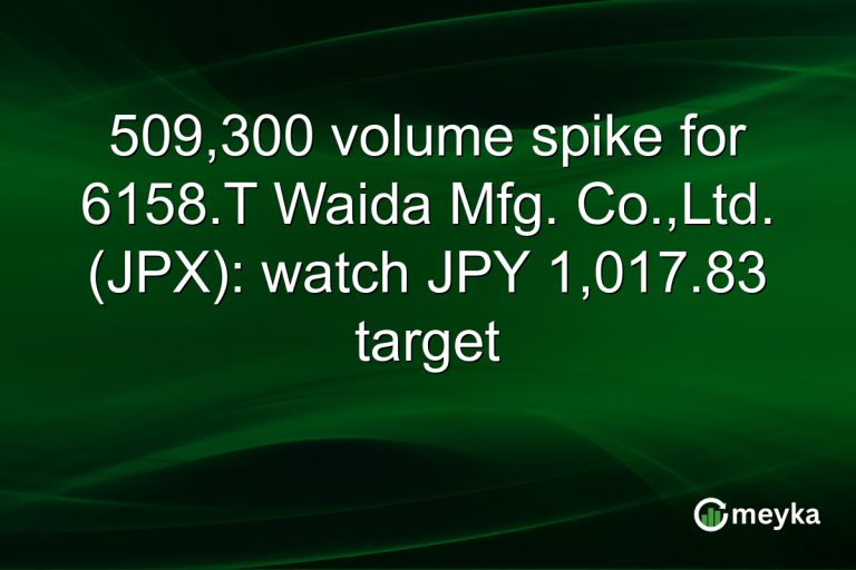 509,300 volume spike for 6158.T Waida Mfg. Co.,Ltd. (JPX): watch JPY 1,017.83 target