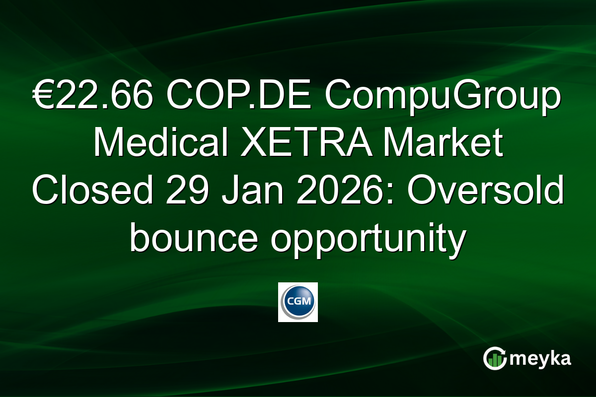 €22.66 COP.DE CompuGroup Medical XETRA Market Closed 29 Jan 2026: Oversold bounce opportunity