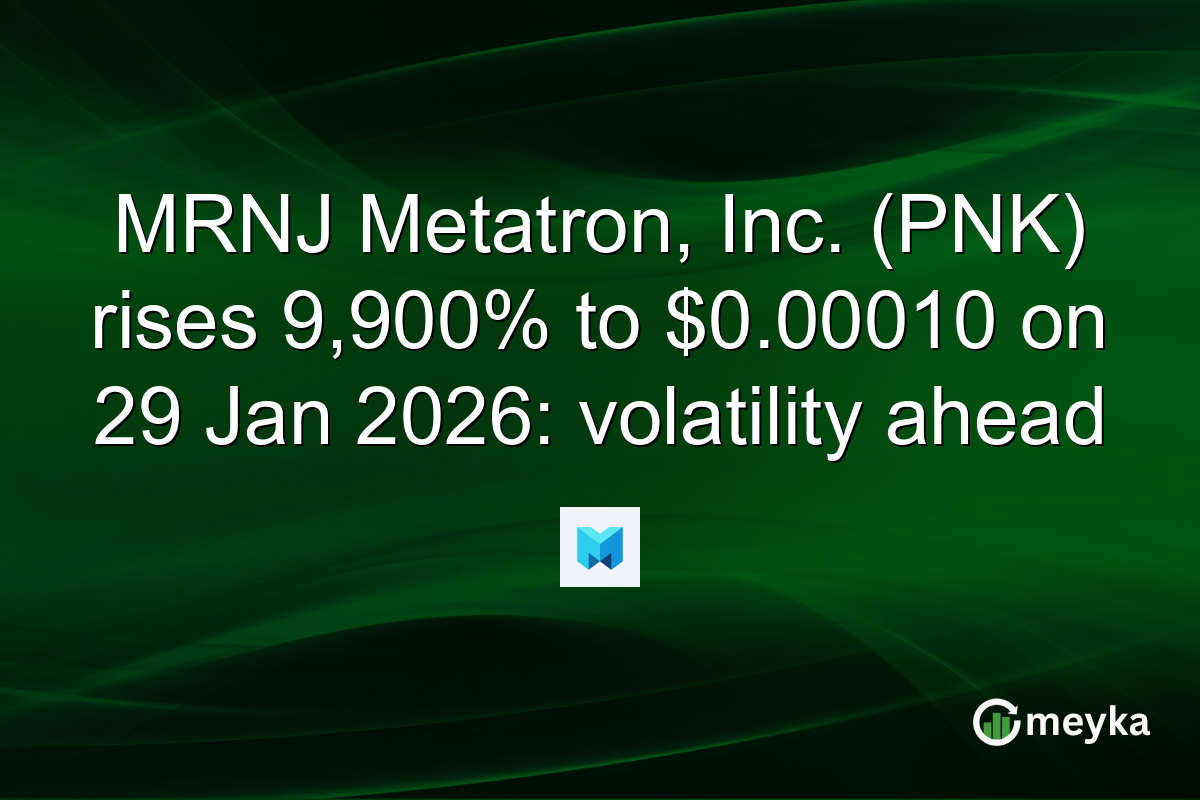 MRNJ Metatron, Inc. (PNK) rises 9,900% to $0.00010 on 29 Jan 2026: volatility ahead