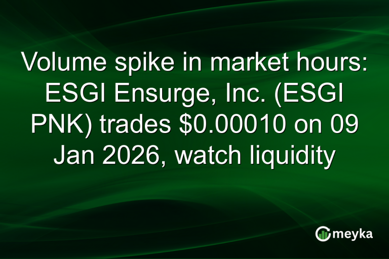 Volume spike in market hours: ESGI Ensurge, Inc. (ESGI PNK) trades $0.00010 on 09 Jan 2026, watch liquidity