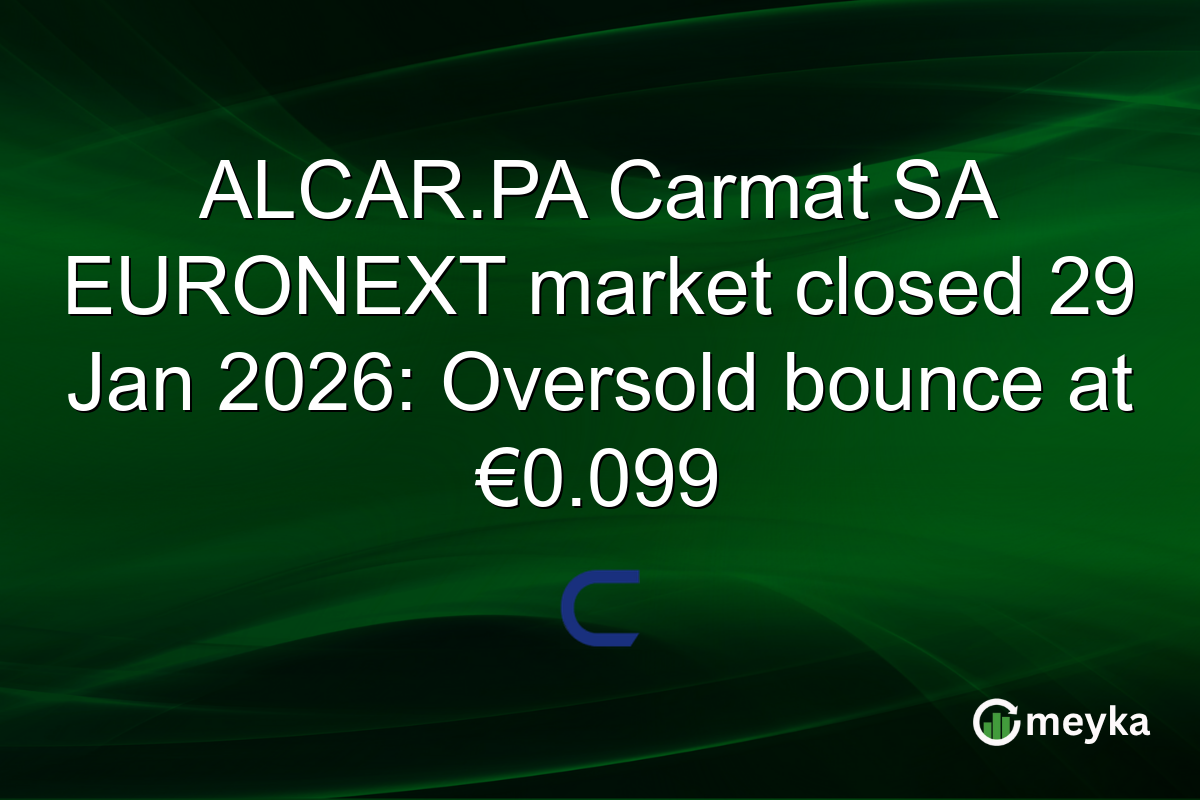 ALCAR.PA Carmat SA EURONEXT market closed 29 Jan 2026: Oversold bounce at €0.099