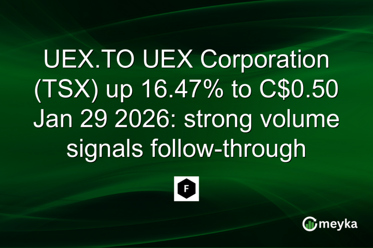 UEX.TO UEX Corporation (TSX) up 16.47% to C$0.50 Jan 29 2026: strong volume signals follow-through