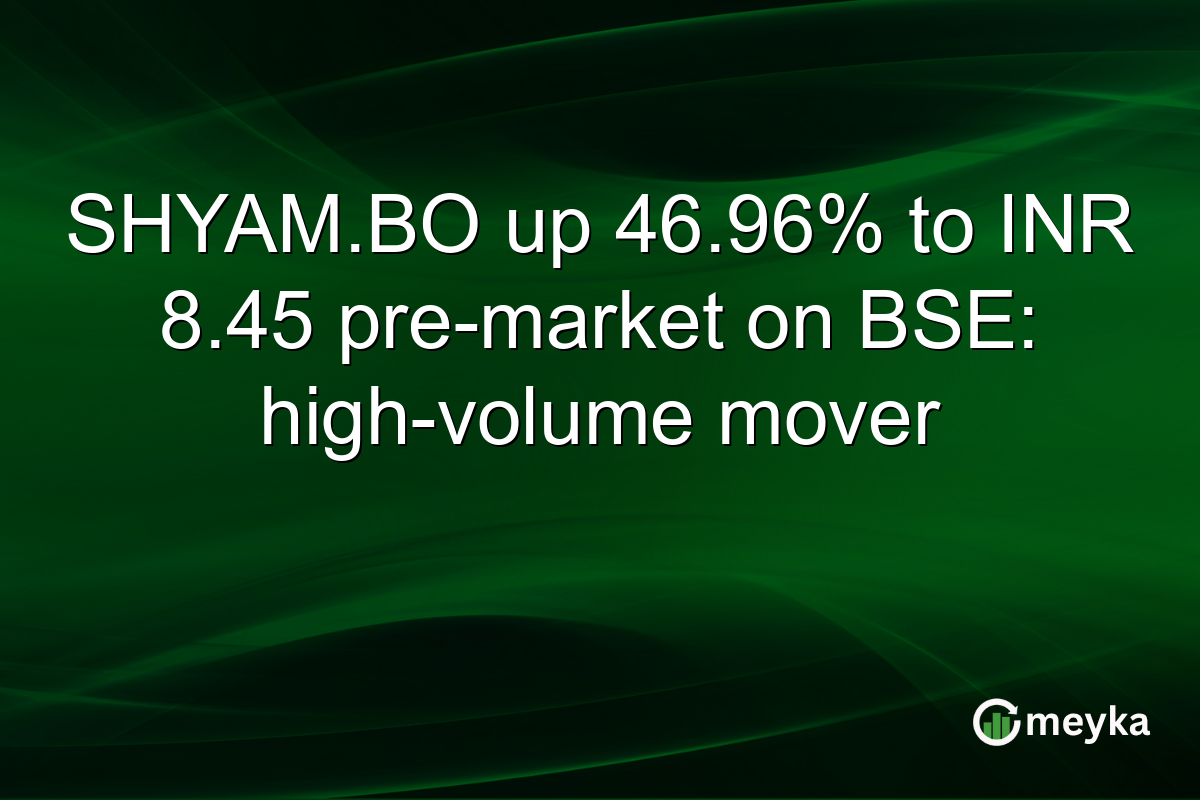 SHYAM.BO up 46.96% to INR 8.45 pre-market on BSE: high-volume mover