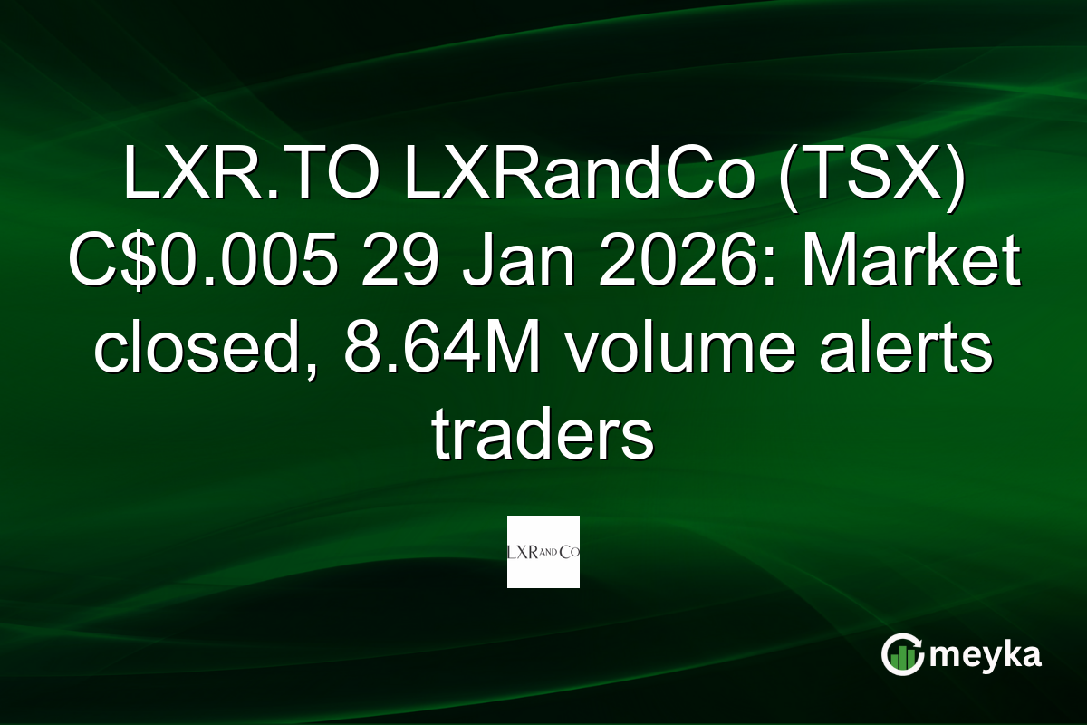 LXR.TO LXRandCo (TSX) C$0.005 29 Jan 2026: Market closed, 8.64M volume alerts traders