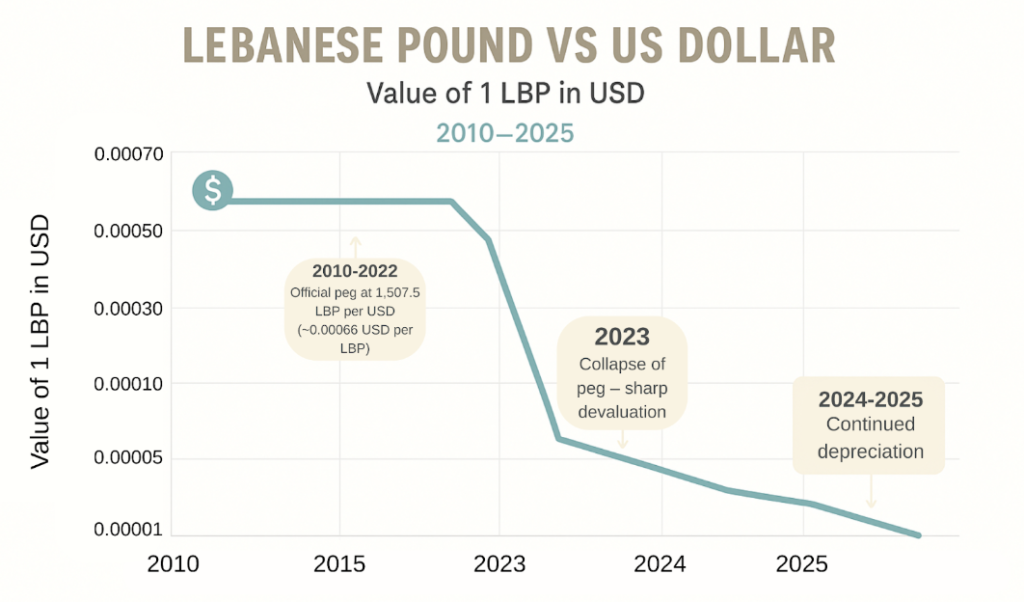 Peacehumanity Org Source: the exchange rate of the Lebanese Lira against the US Dollar as of 2010 