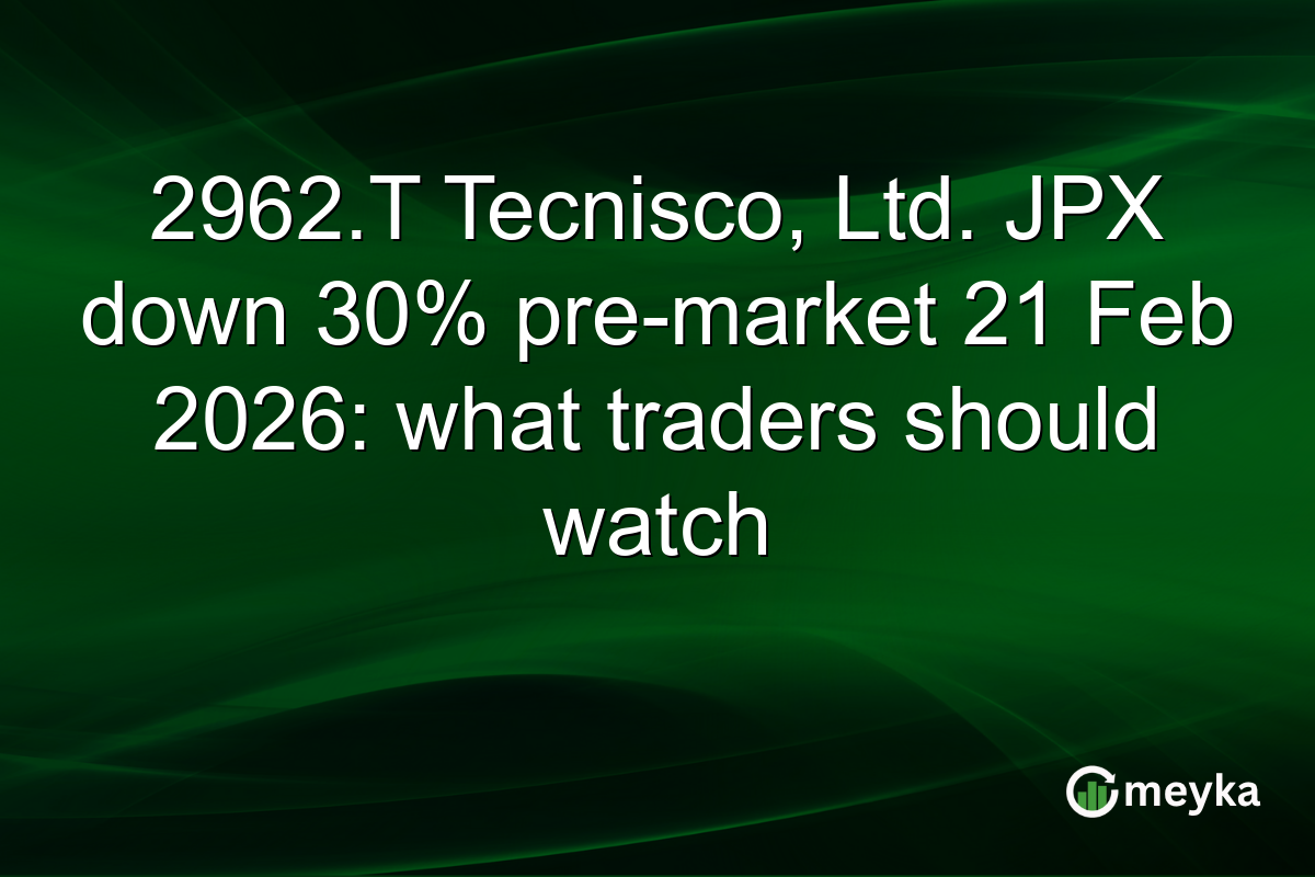 2962.T Tecnisco, Ltd. JPX down 30% pre-market 21 Feb 2026: what traders should watch