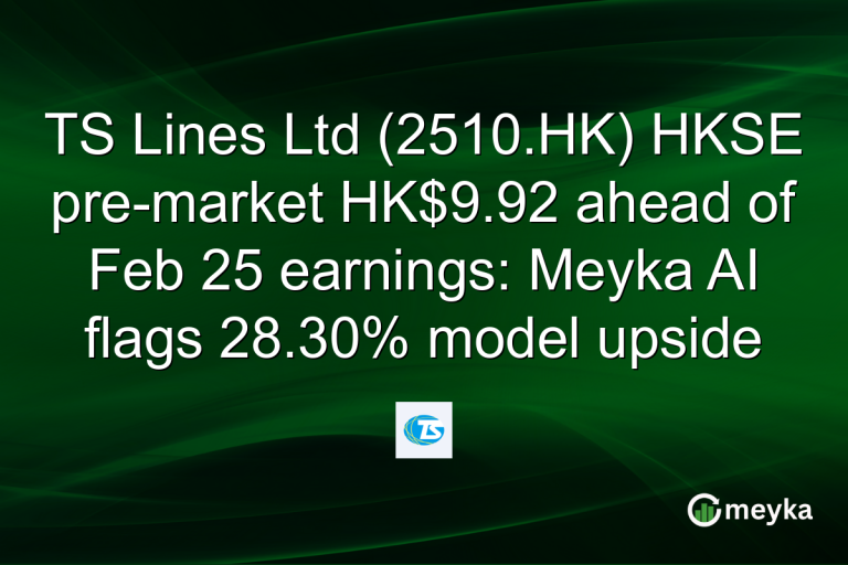 TS Lines Ltd (2510.HK) HKSE pre-market HK$9.92 ahead of Feb 25 earnings: Meyka AI flags 28.30% model upside