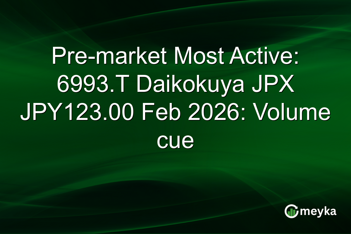 Pre-market Most Active: 6993.T Daikokuya JPX JPY123.00 Feb 2026: Volume cue