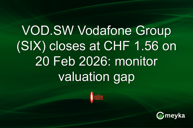 VOD.SW Vodafone Group (SIX) closes at CHF 1.56 on 20 Feb 2026: monitor valuation gap