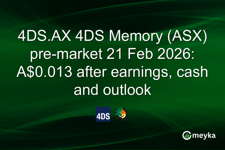 4DS.AX 4DS Memory (ASX) pre-market 21 Feb 2026: A$0.013 after earnings, cash and outlook
