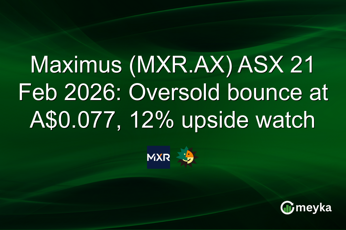 Maximus (MXR.AX) ASX 21 Feb 2026: Oversold bounce at A$0.077, 12% upside watch