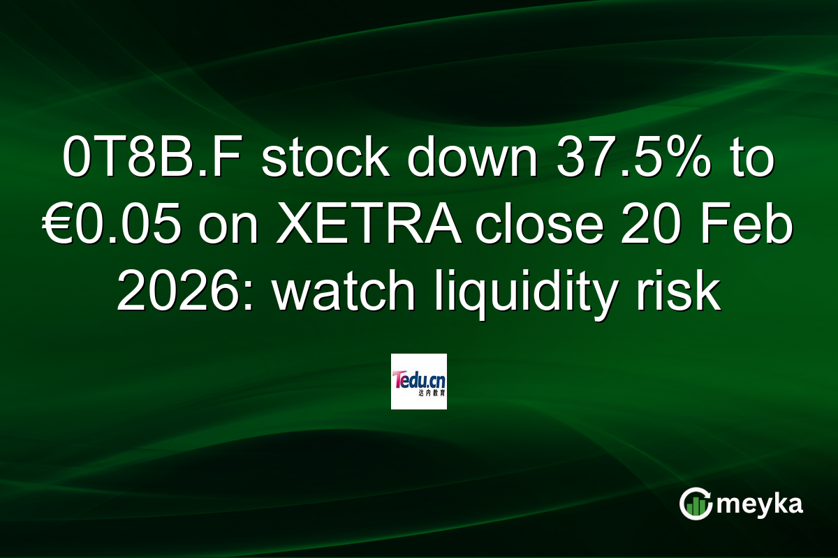 0T8B.F stock down 37.5% to €0.05 on XETRA close 20 Feb 2026: watch liquidity risk