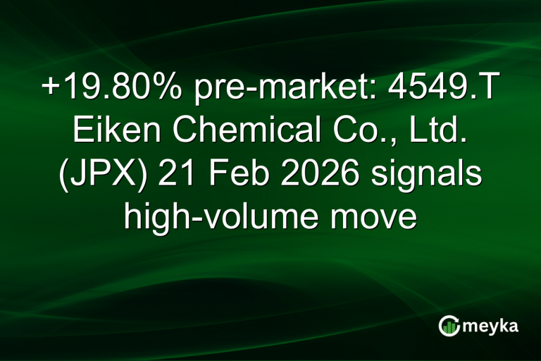 +19.80% pre-market: 4549.T Eiken Chemical Co., Ltd. (JPX) 21 Feb 2026 signals high-volume move