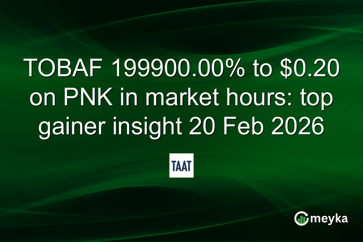 TOBAF 199900.00% to $0.20 on PNK in market hours: top gainer insight 20 Feb 2026