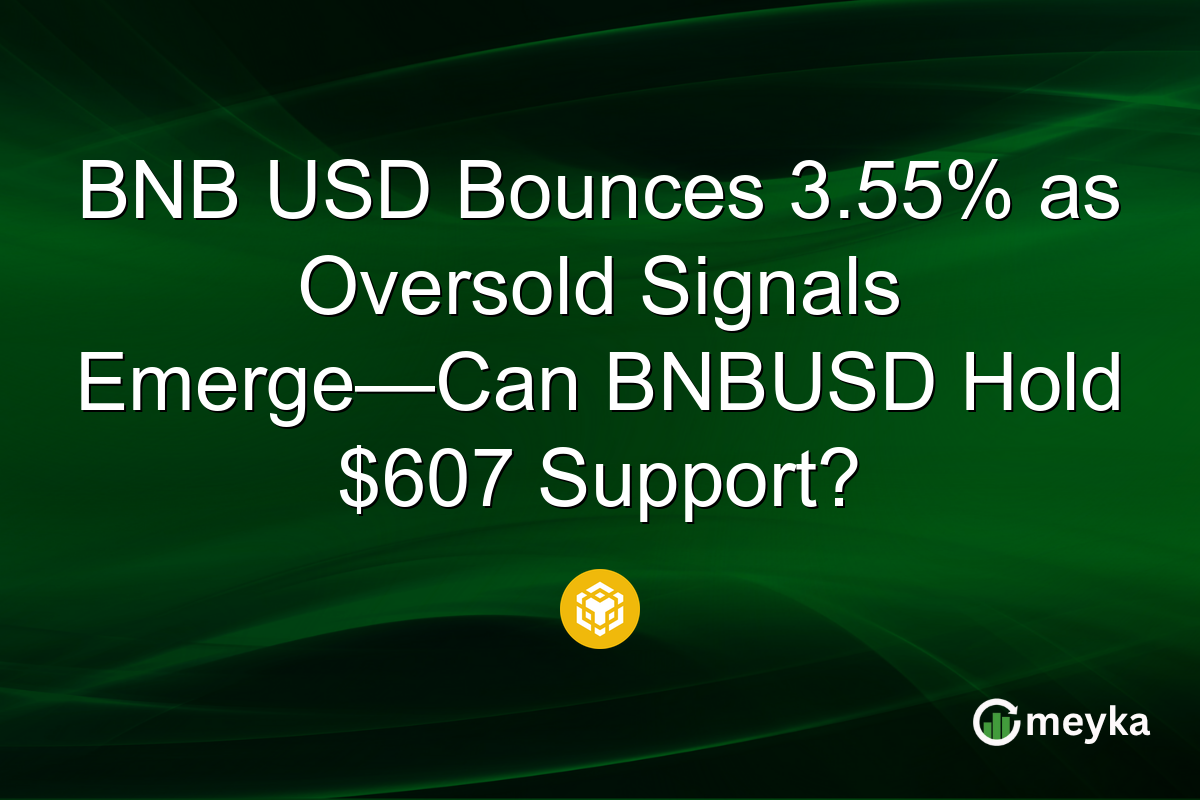 BNB USD Bounces 3.55% as Oversold Signals Emerge—Can BNBUSD Hold $607 Support?