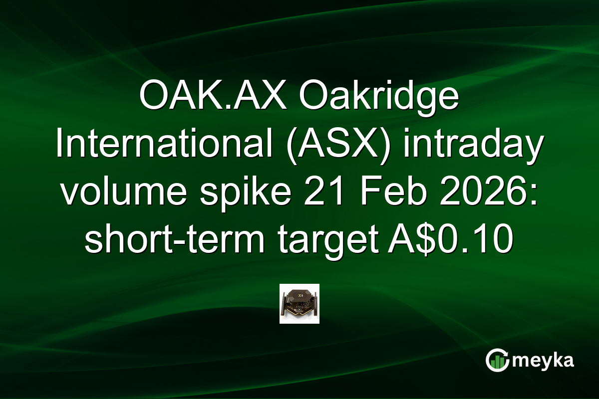OAK.AX Oakridge International (ASX) intraday volume spike 21 Feb 2026: short-term target A$0.10