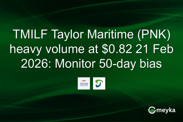 TMILF Taylor Maritime (PNK) heavy volume at $0.82 21 Feb 2026: Monitor 50-day bias