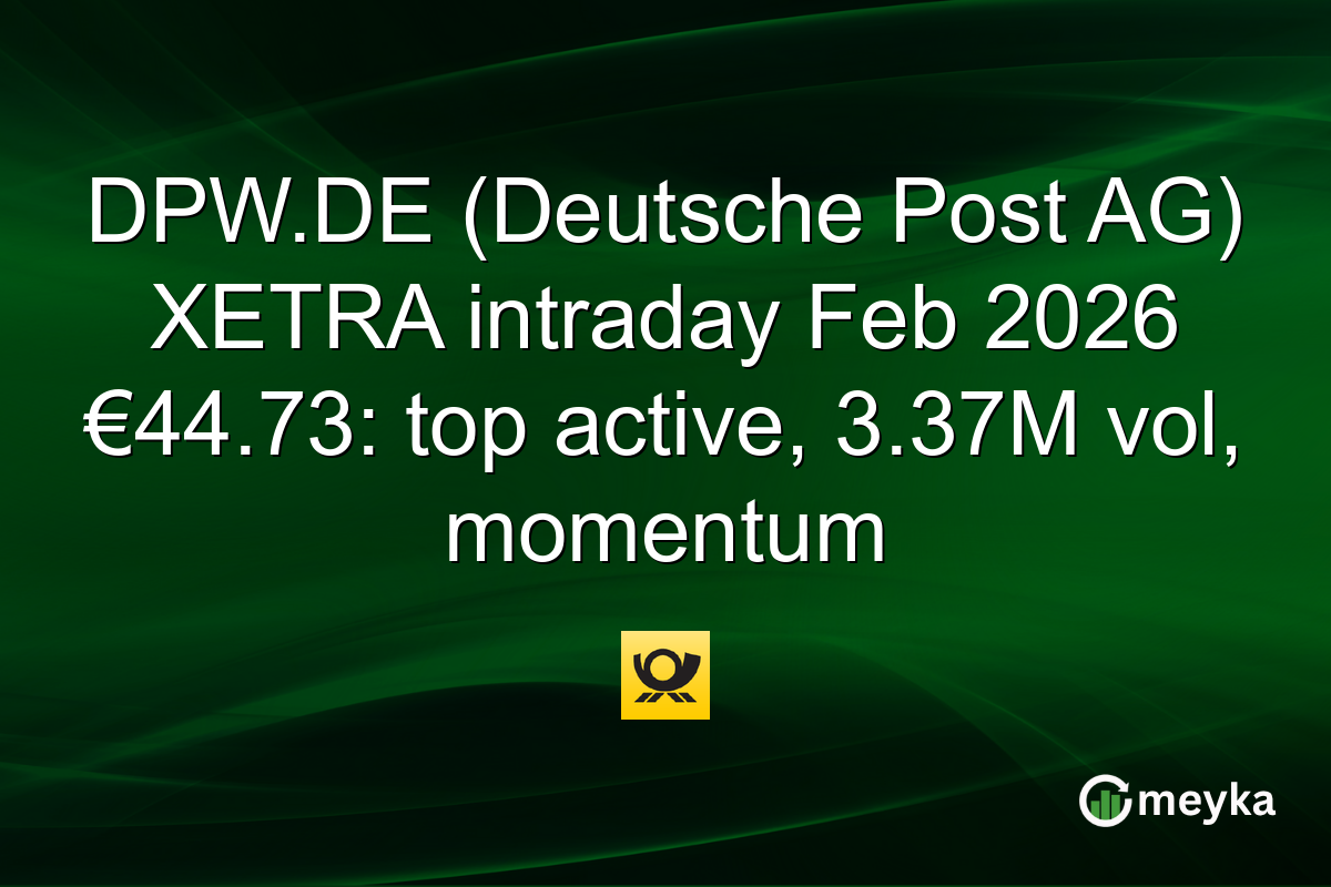 DPW.DE (Deutsche Post AG) XETRA intraday Feb 2026 €44.73: top active, 3.37M vol, momentum