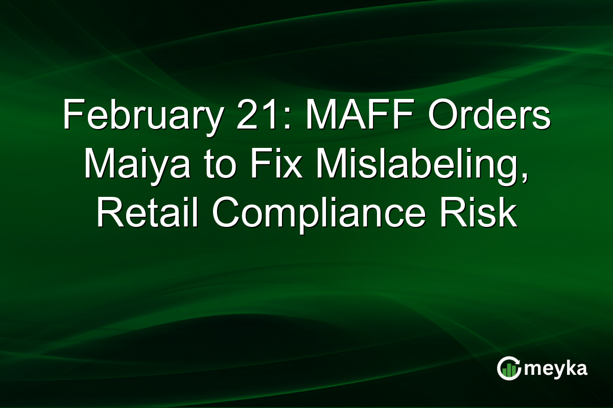 February 21: MAFF Orders Maiya to Fix Mislabeling, Retail Compliance Risk